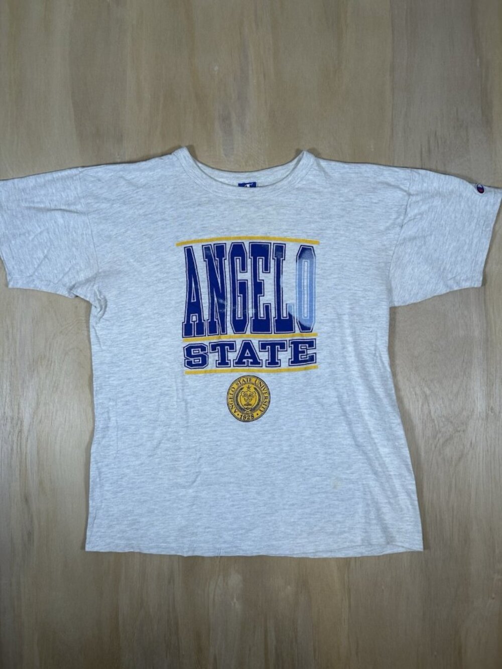 Vintage Angelo State University Rams T-Shirt Gray Men's XL Champion Blue USA